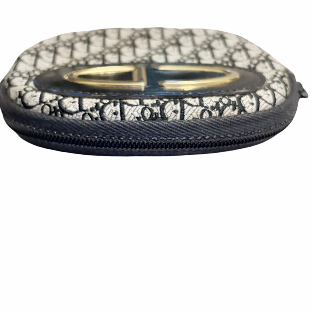 Christian Dior Vintage Trotter Monogram Oval Zip Coin Purse Pouch Black Gray - Picture 4 of 11